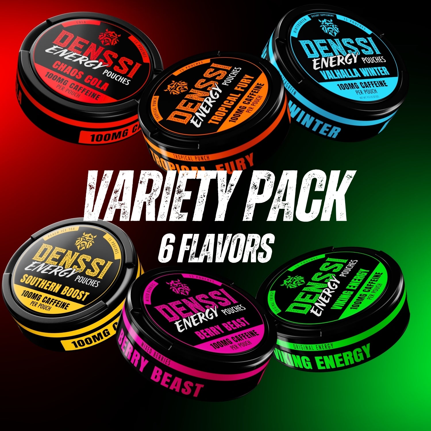 Variety Pack Caffeine Pouch - 100mg | 6 Flavors | Denssi Energy