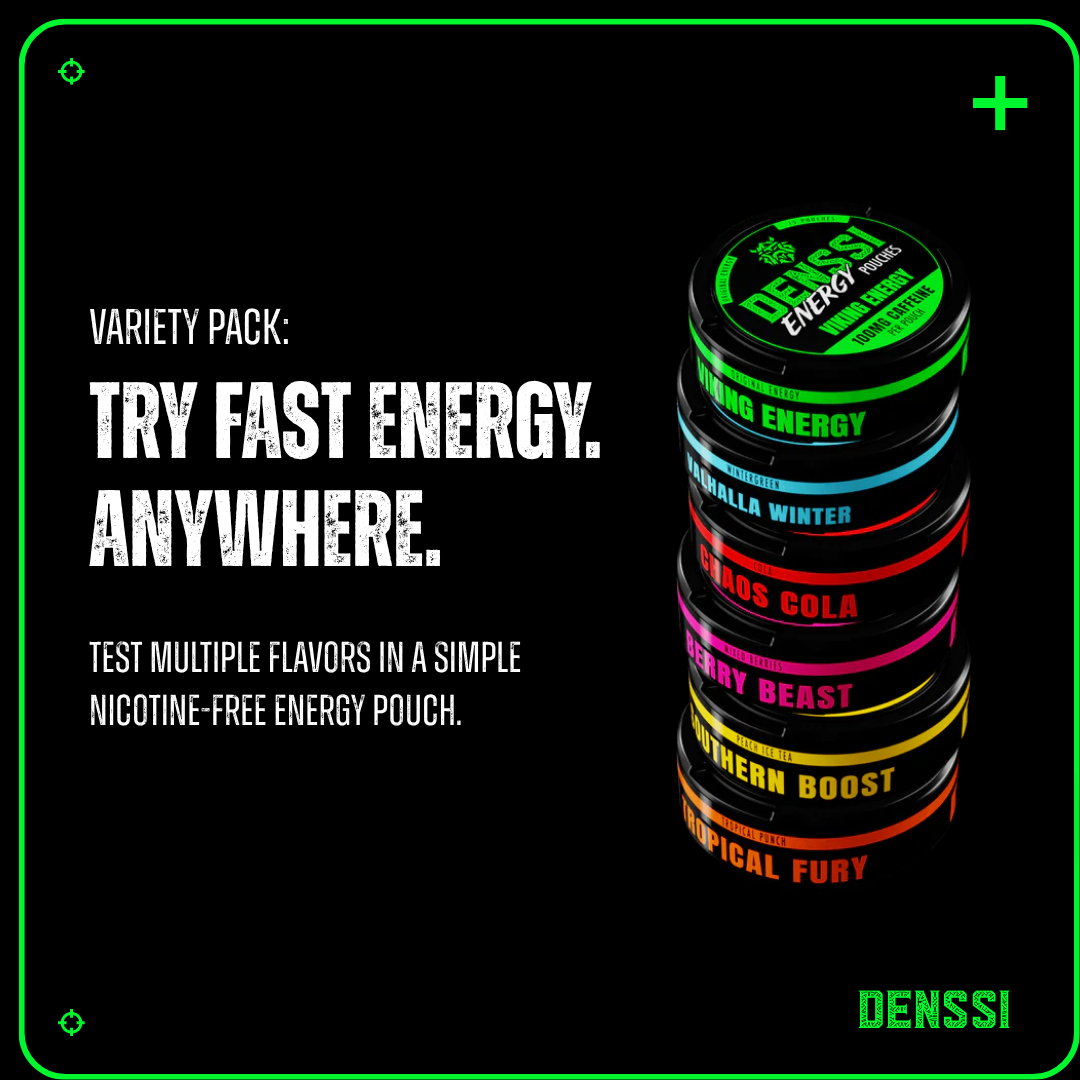 Variety Pack Caffeine Pouch - 100mg | 6 Flavors | Denssi Energy